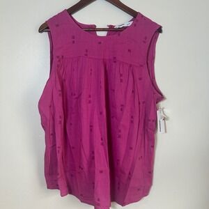 Sonoma Goods For Life Babydoll Top Women XL Magenta Purple Sleeveless Geometric